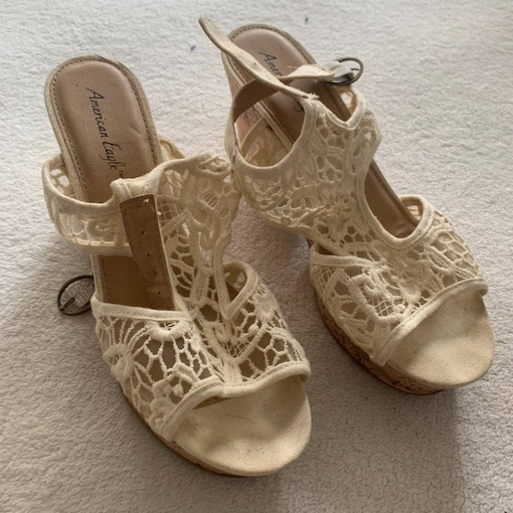 White Wedge Heels